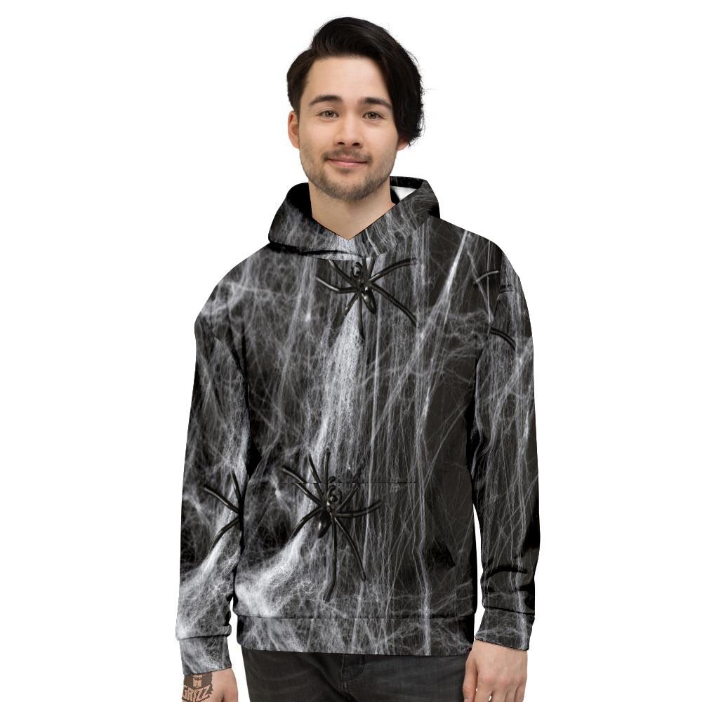 Cobweb And Toy Spiders Print Men's Hoodie-grizzshop