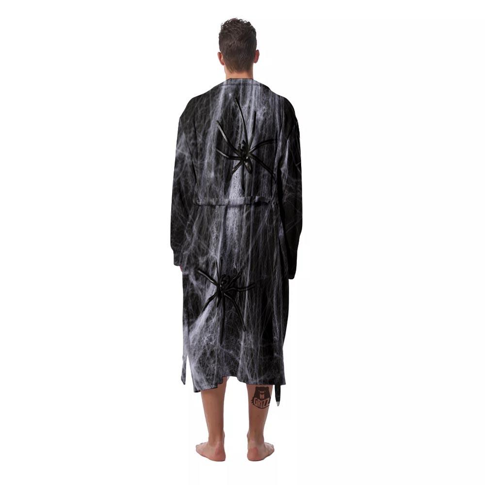 Cobweb And Toy Spiders Print Men's Robe-grizzshop