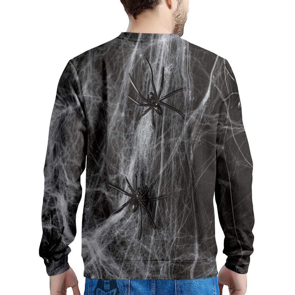 Cobweb And Toy Spiders Print Men's Sweatshirt-grizzshop