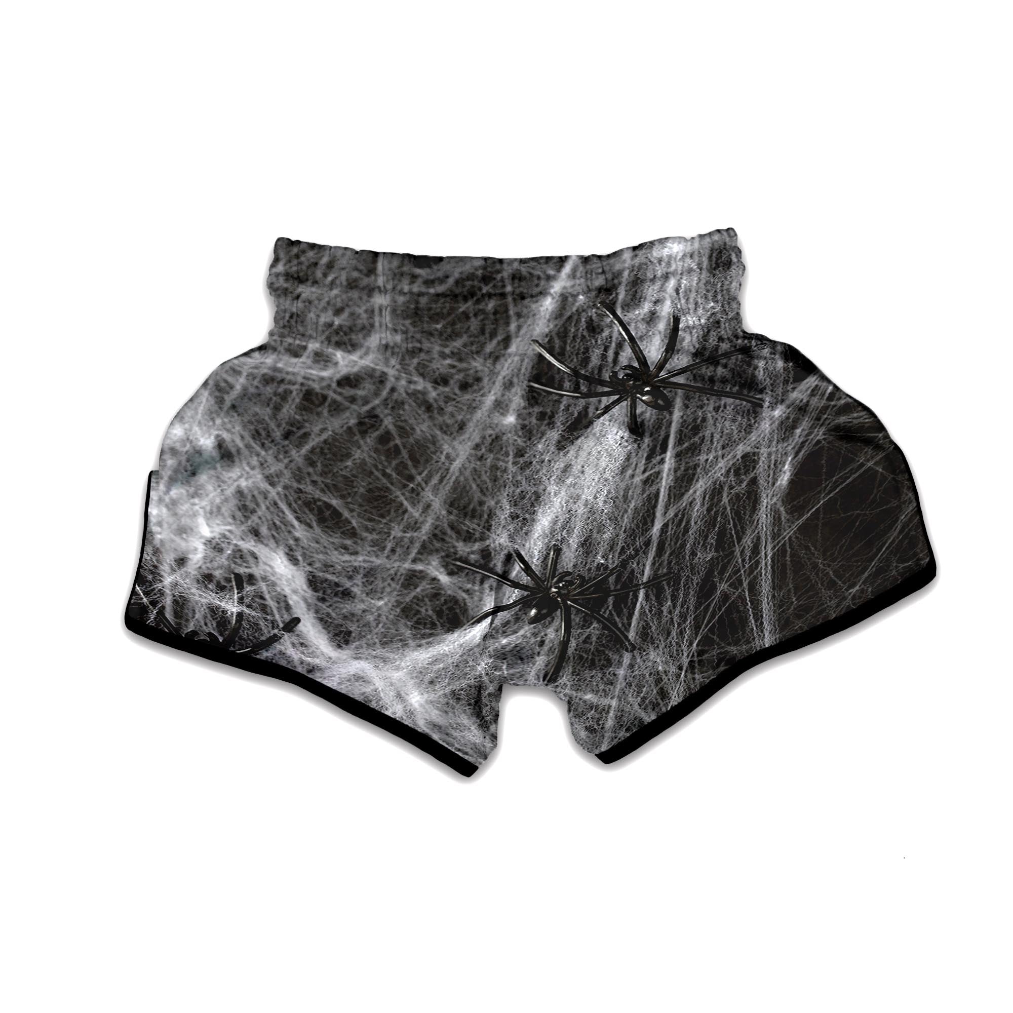 Cobweb And Toy Spiders Print Muay Thai Boxing Shorts-grizzshop