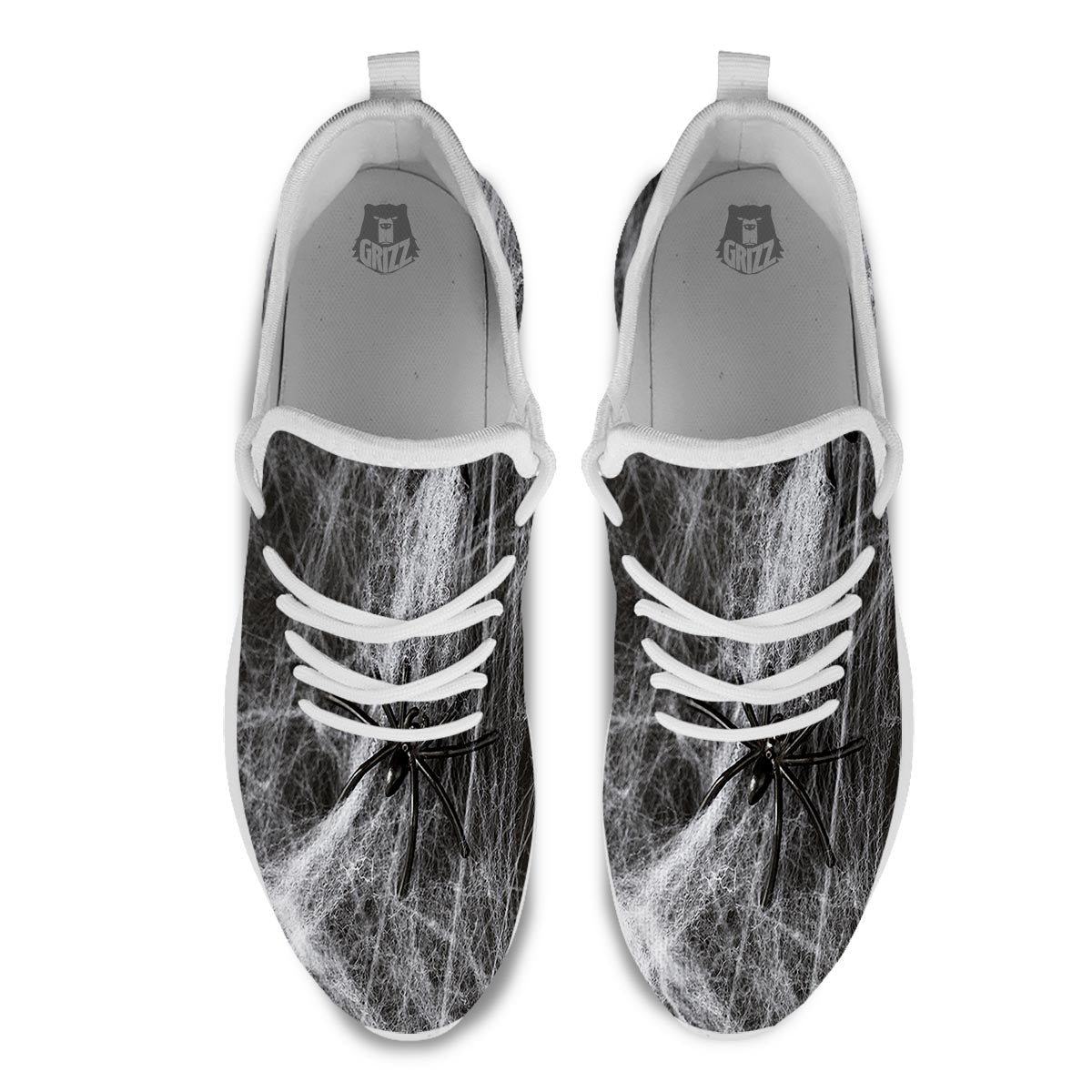 Cobweb And Toy Spiders Print White Athletic Shoes-grizzshop