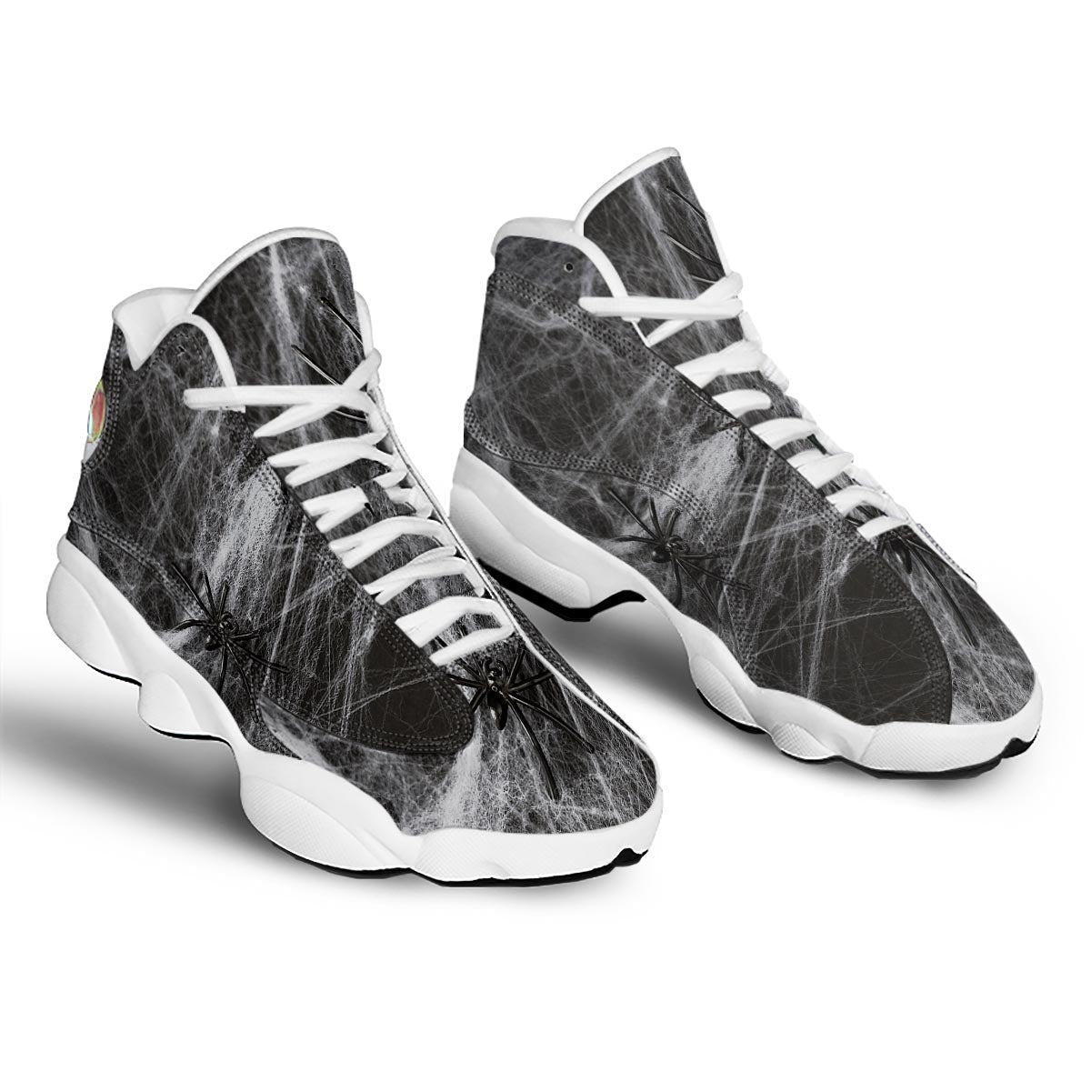 Cobweb And Toy Spiders Print White Basketball Shoes-grizzshop