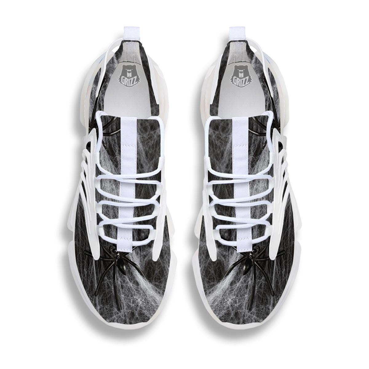 Cobweb And Toy Spiders Print White Gym Shoes-grizzshop
