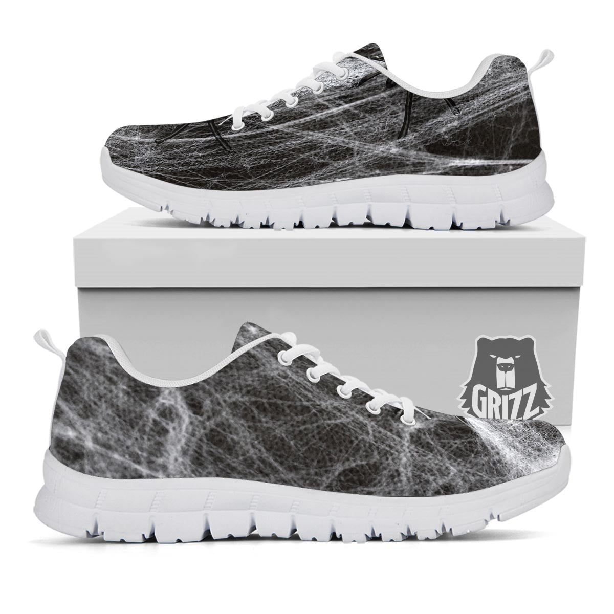 Cobweb And Toy Spiders Print White Sneaker-grizzshop