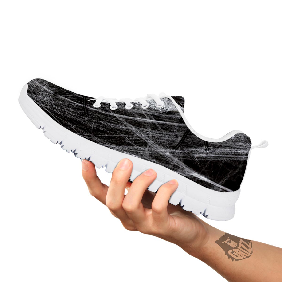Cobweb And Toy Spiders Print White Sneaker-grizzshop