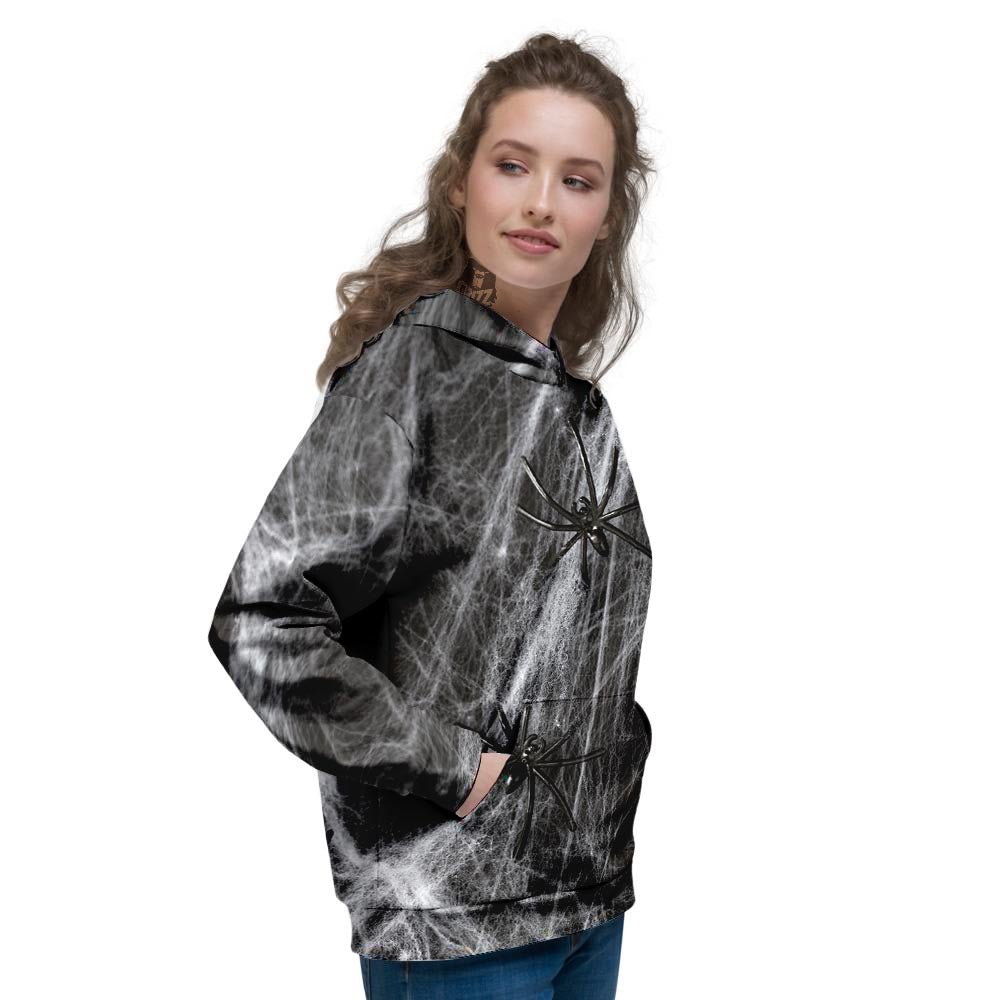 Cobweb And Toy Spiders Print Women's Hoodie-grizzshop