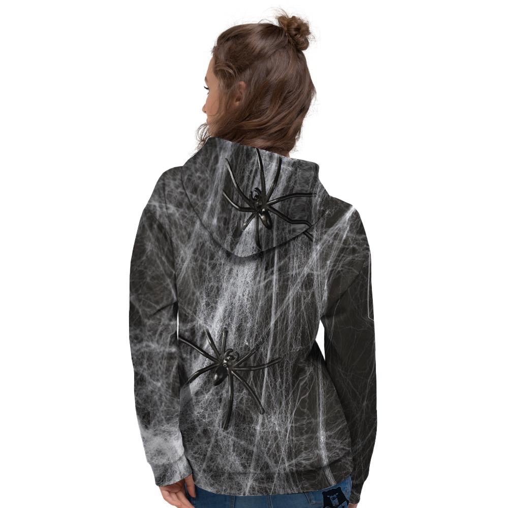 Cobweb And Toy Spiders Print Women's Hoodie-grizzshop