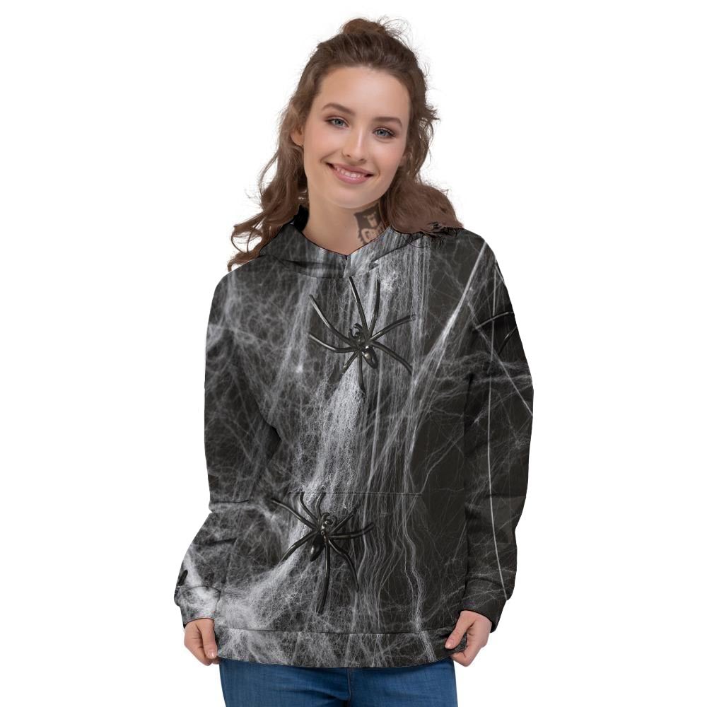 Cobweb And Toy Spiders Print Women's Hoodie-grizzshop