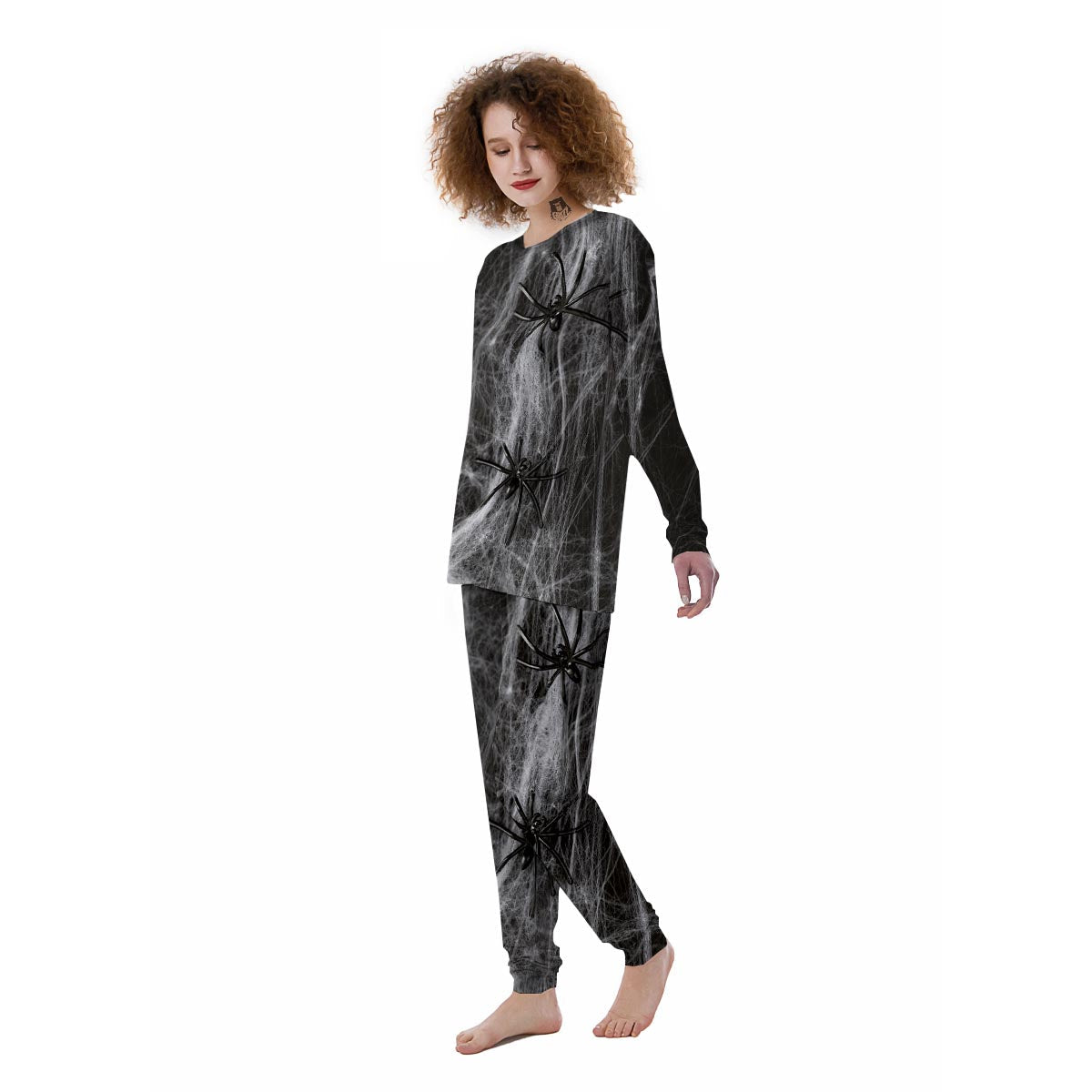 Cobweb And Toy Spiders Print Women's Pajamas-grizzshop