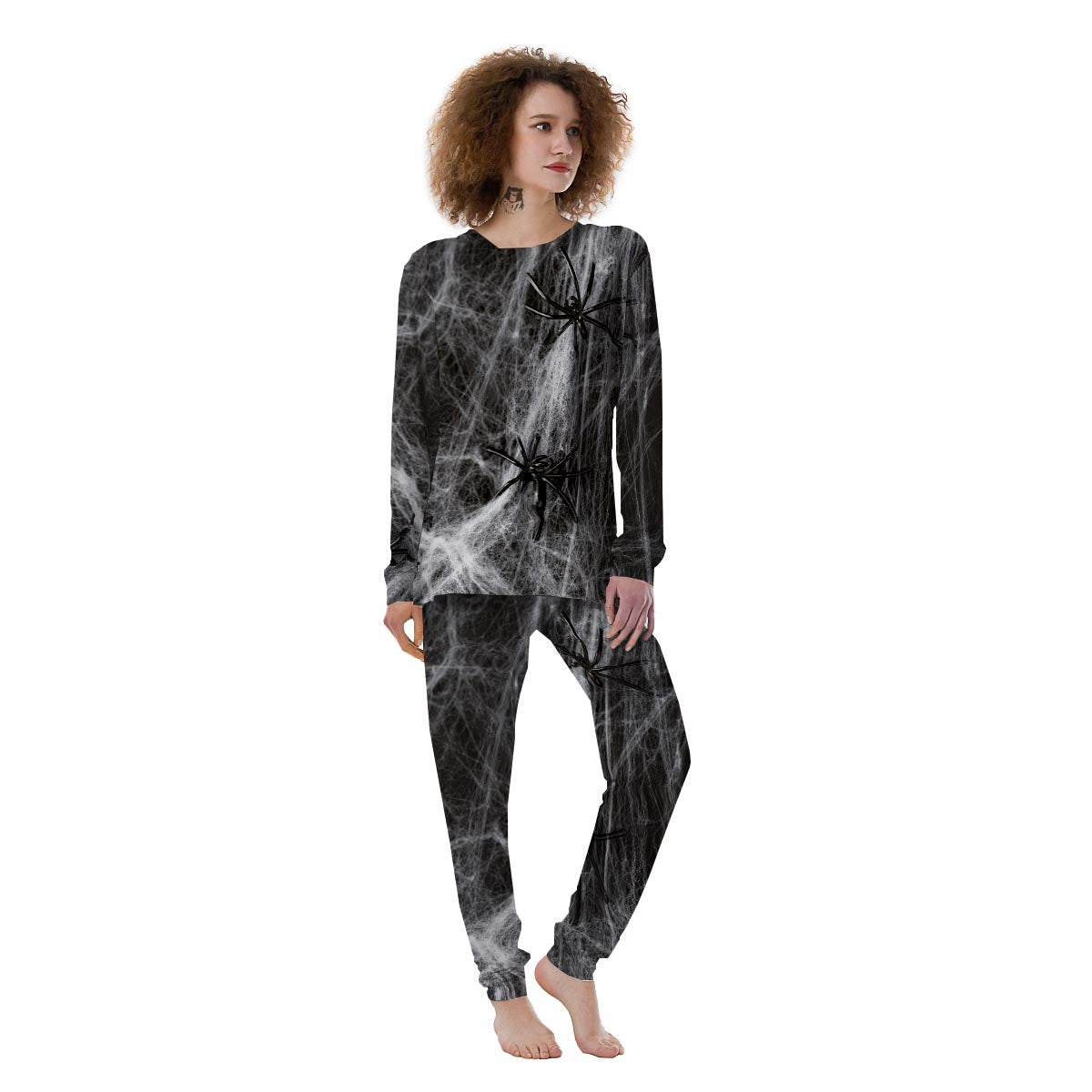 Cobweb And Toy Spiders Print Women's Pajamas-grizzshop