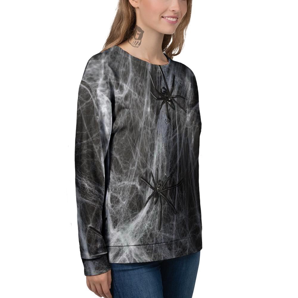 Cobweb And Toy Spiders Print Women's Sweatshirt-grizzshop