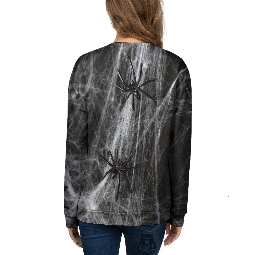 Cobweb And Toy Spiders Print Women's Sweatshirt-grizzshop