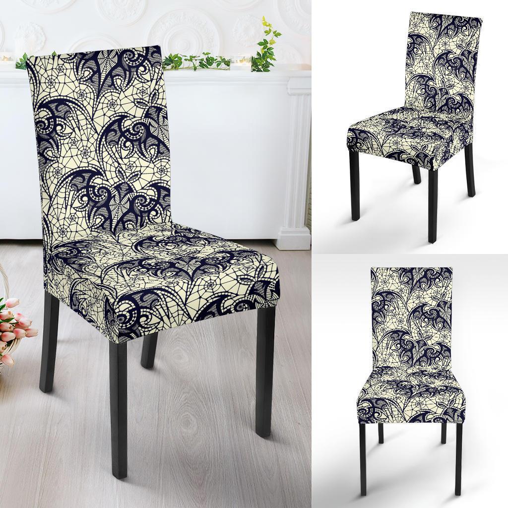 Cobweb Halloween Bat Pattern Print Chair Cover-grizzshop