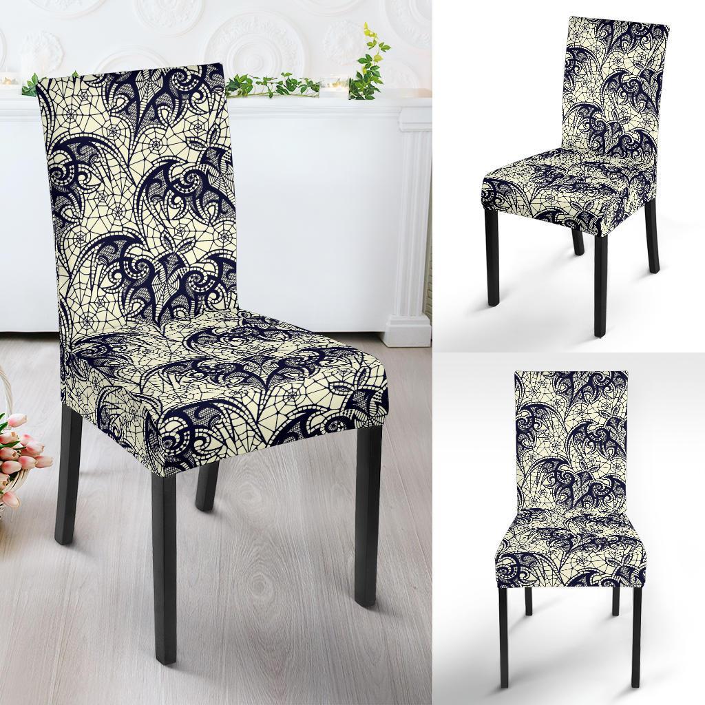 Cobweb Halloween Bat Pattern Print Chair Cover-grizzshop