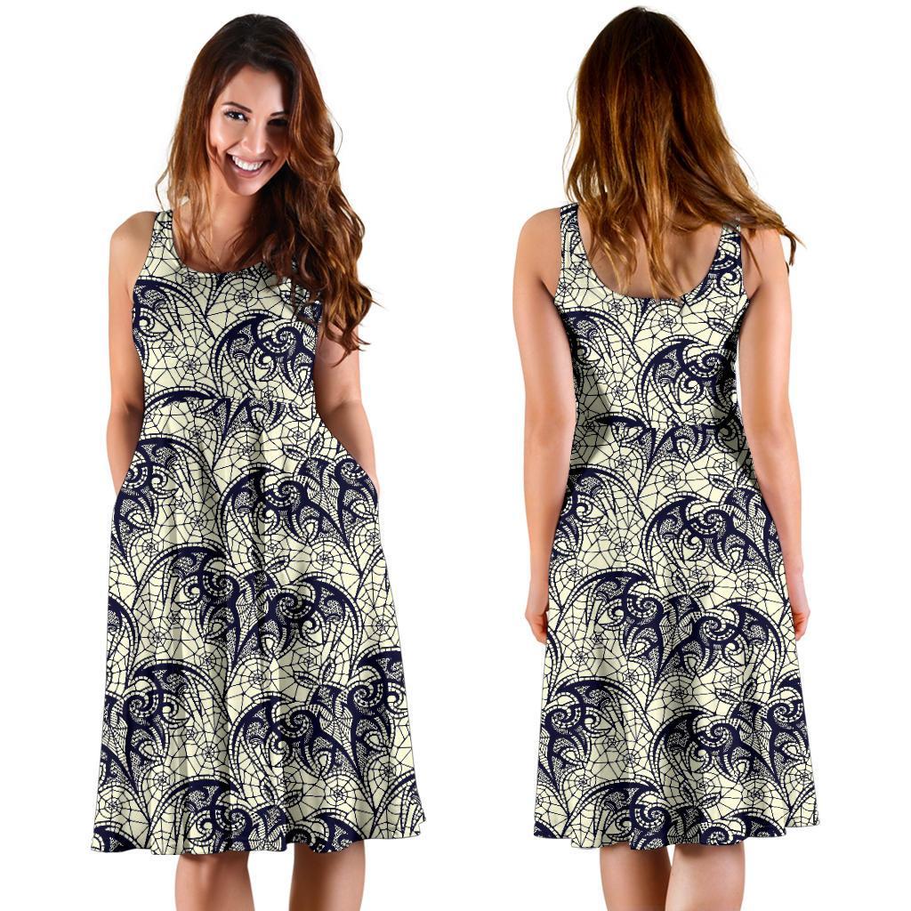 Cobweb Halloween Bat Pattern Print Dress-grizzshop