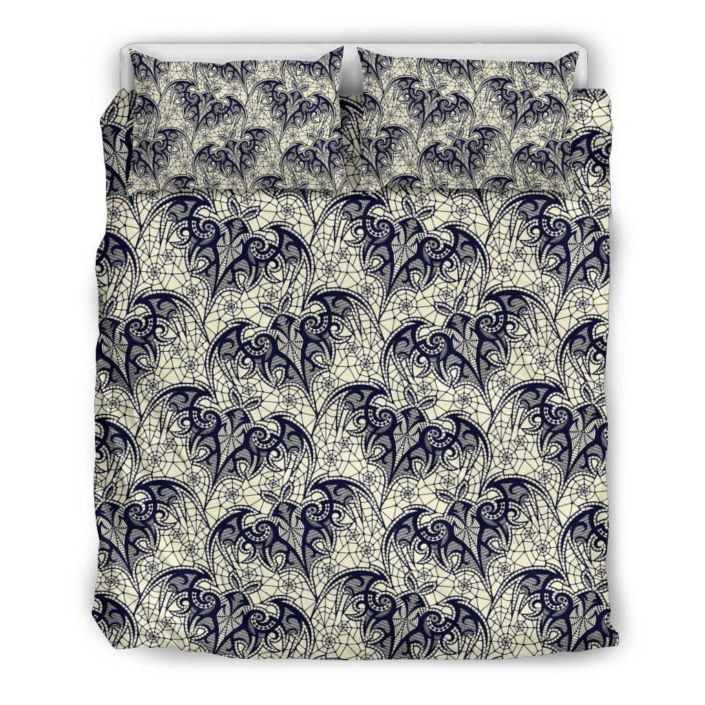 Cobweb Halloween Bat Pattern Print Duvet Cover Bedding Set-grizzshop