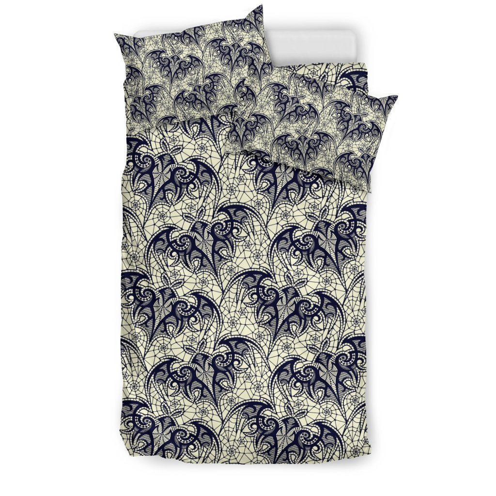 Cobweb Halloween Bat Pattern Print Duvet Cover Bedding Set-grizzshop