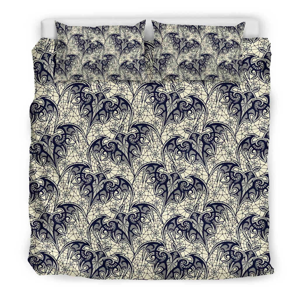 Cobweb Halloween Bat Pattern Print Duvet Cover Bedding Set-grizzshop