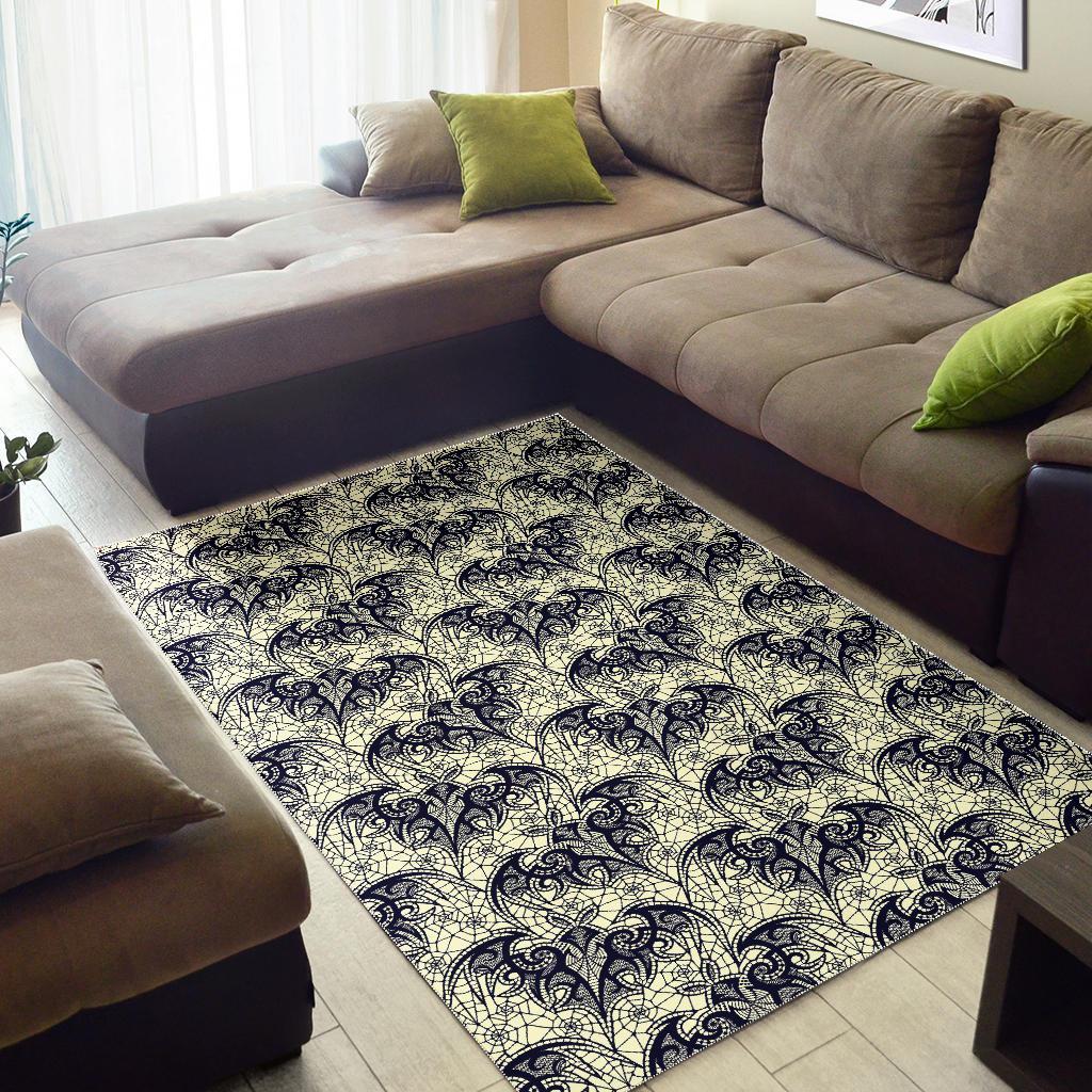 Cobweb Halloween Bat Pattern Print Floor Mat-grizzshop