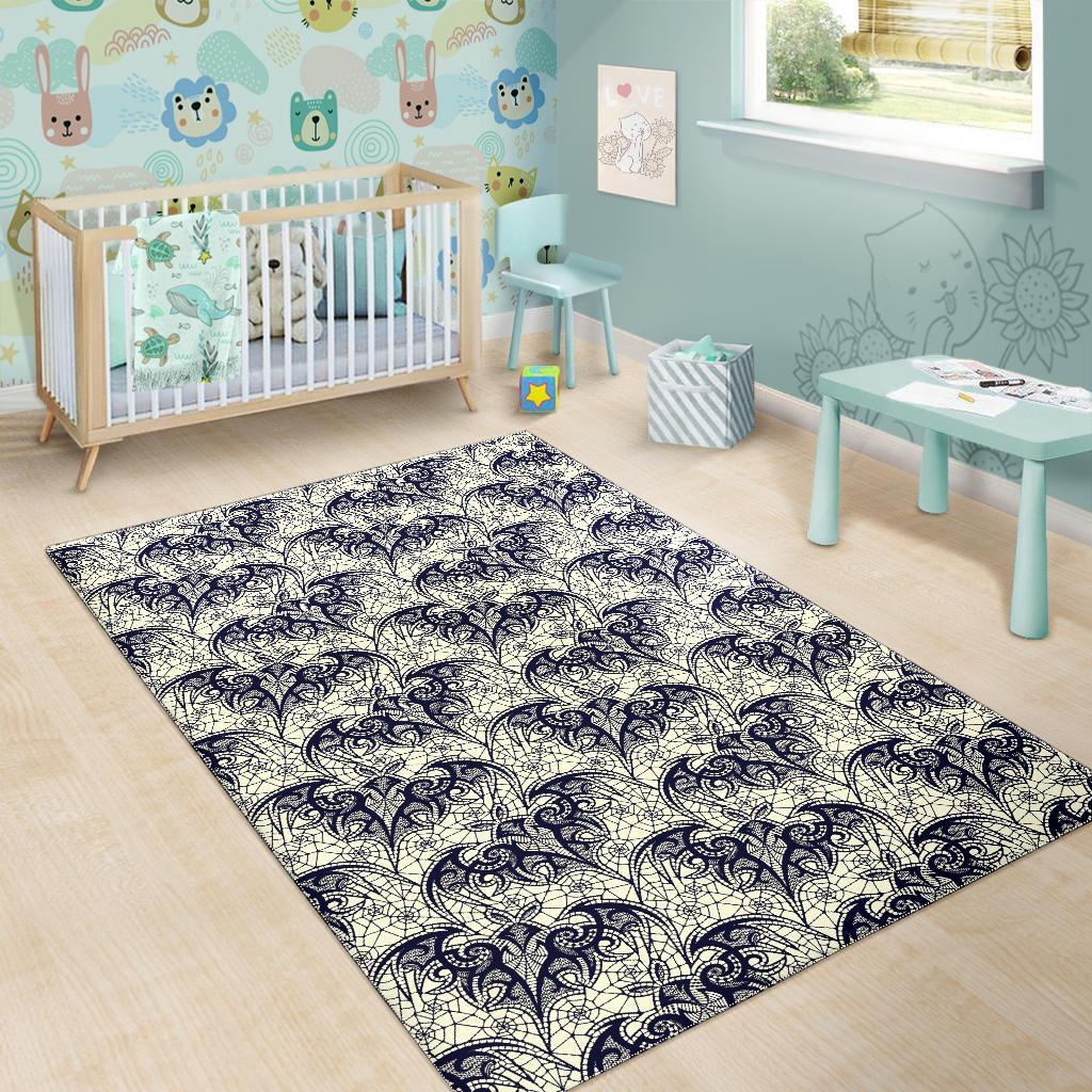 Cobweb Halloween Bat Pattern Print Floor Mat-grizzshop