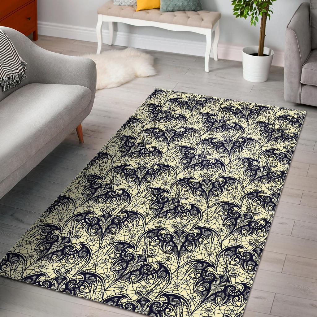 Cobweb Halloween Bat Pattern Print Floor Mat-grizzshop