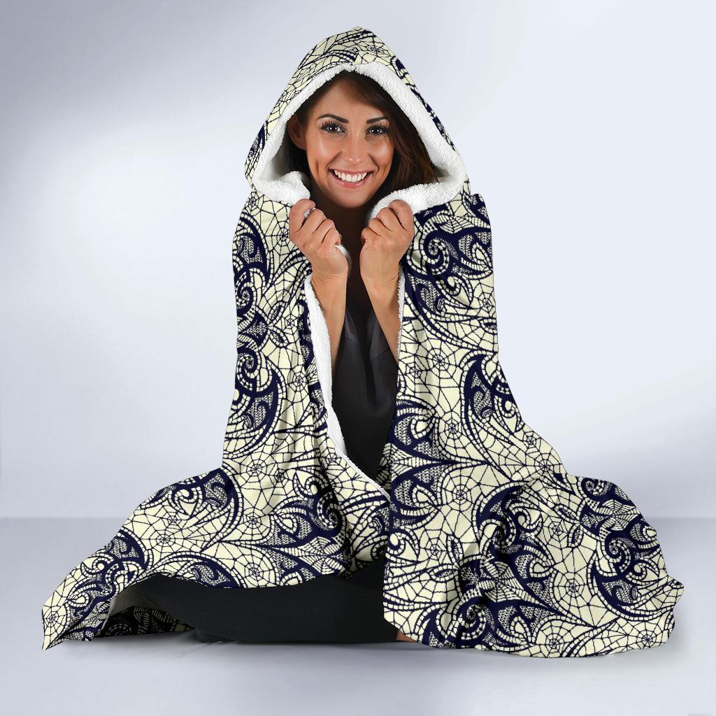 Cobweb Halloween Bat Pattern Print Hooded Blanket-grizzshop