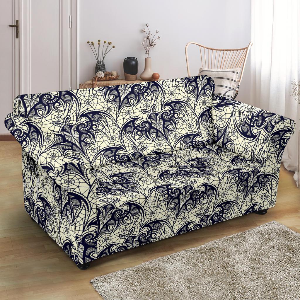 Cobweb Halloween Bat Pattern Print Loveseat Cover-grizzshop