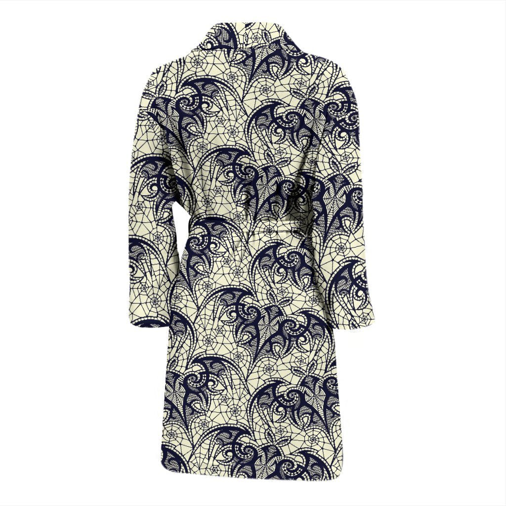 Cobweb Halloween Bat Pattern Print Men Long Robe-grizzshop