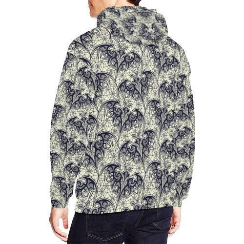 Cobweb Halloween Bat Pattern Print Men Pullover Hoodie-grizzshop