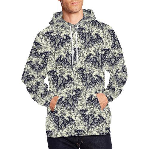 Cobweb Halloween Bat Pattern Print Men Pullover Hoodie-grizzshop