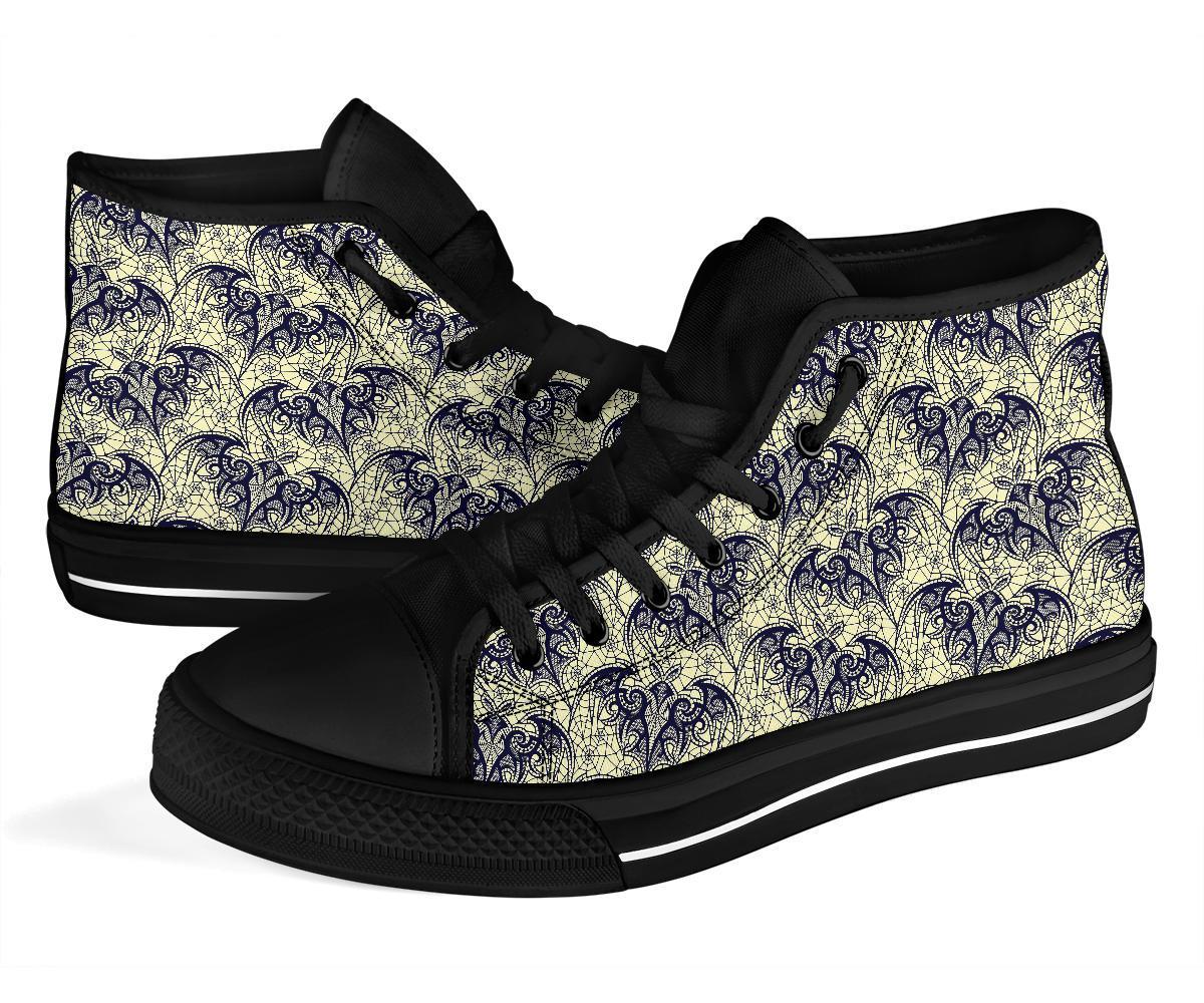 Cobweb Halloween Bat Pattern Print Men Women's High Top Shoes-grizzshop