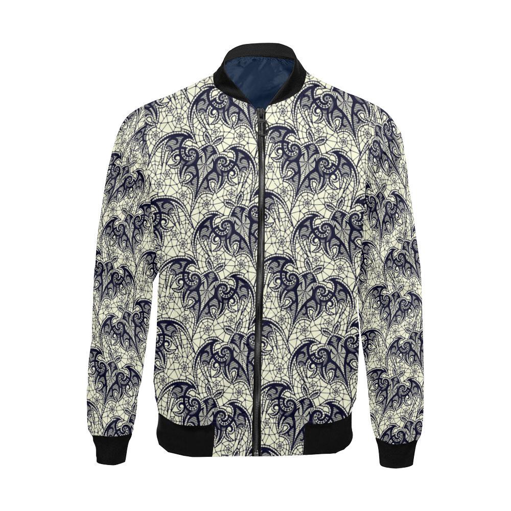 Cobweb Halloween Bat Pattern Print Men's Bomber Jacket-grizzshop