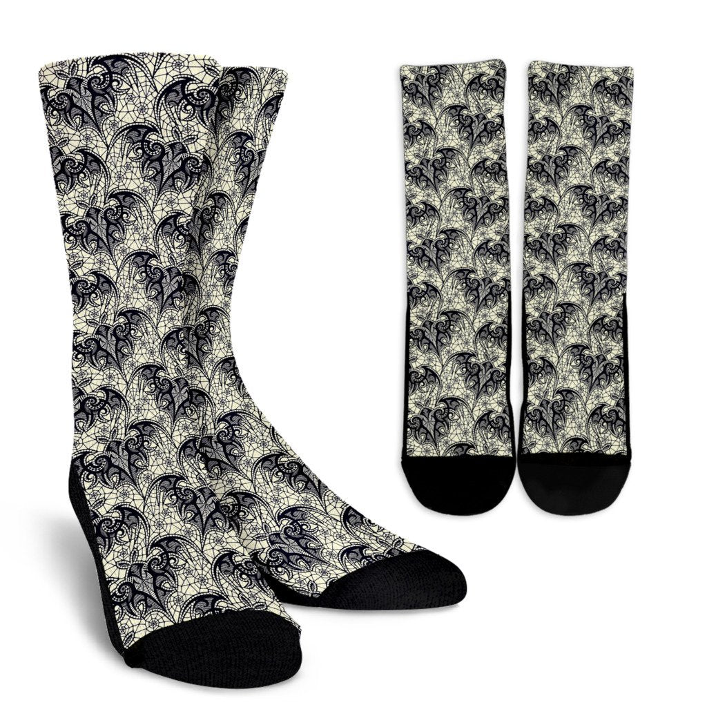Cobweb Halloween Bat Pattern Print Unisex Crew Socks-grizzshop