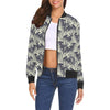 Cobweb Halloween Bat Pattern Print Women Casual Bomber Jacket-grizzshop