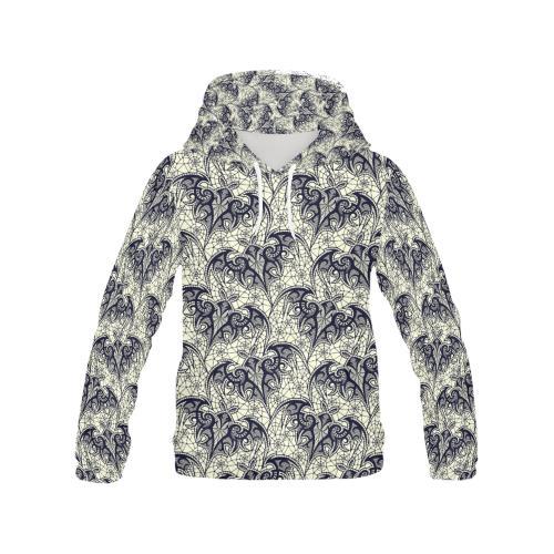 Cobweb Halloween Bat Pattern Print Women Pullover Hoodie-grizzshop