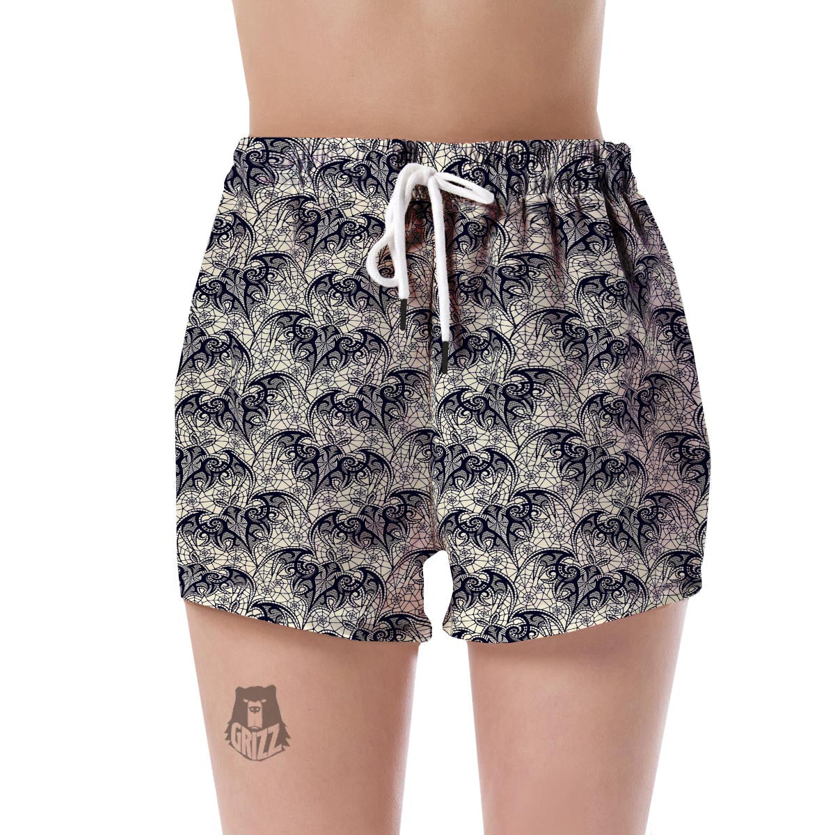 Cobweb Halloween Bat Pattern Print Women's Shorts-grizzshop
