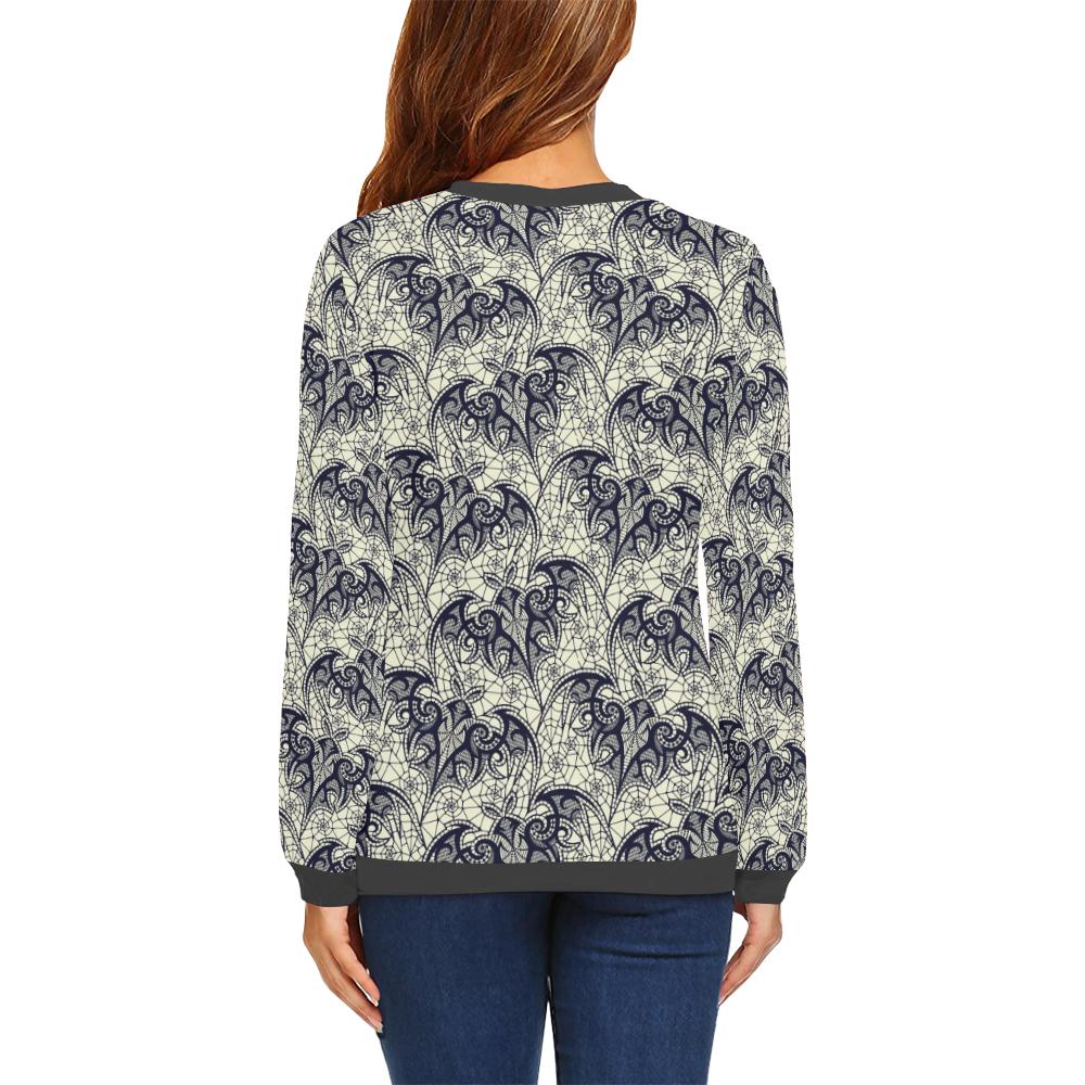 Cobweb Halloween Bat Pattern Print Women's Sweatshirt-grizzshop