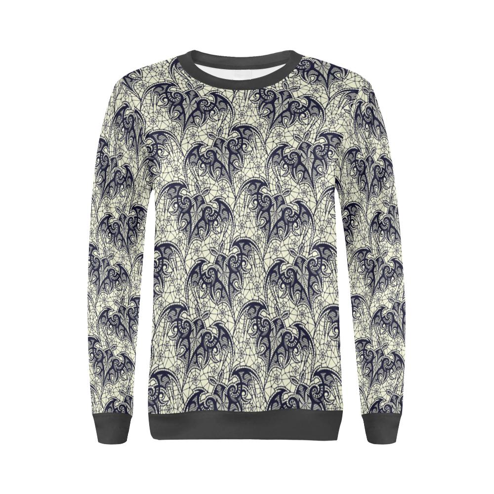 Cobweb Halloween Bat Pattern Print Women's Sweatshirt-grizzshop