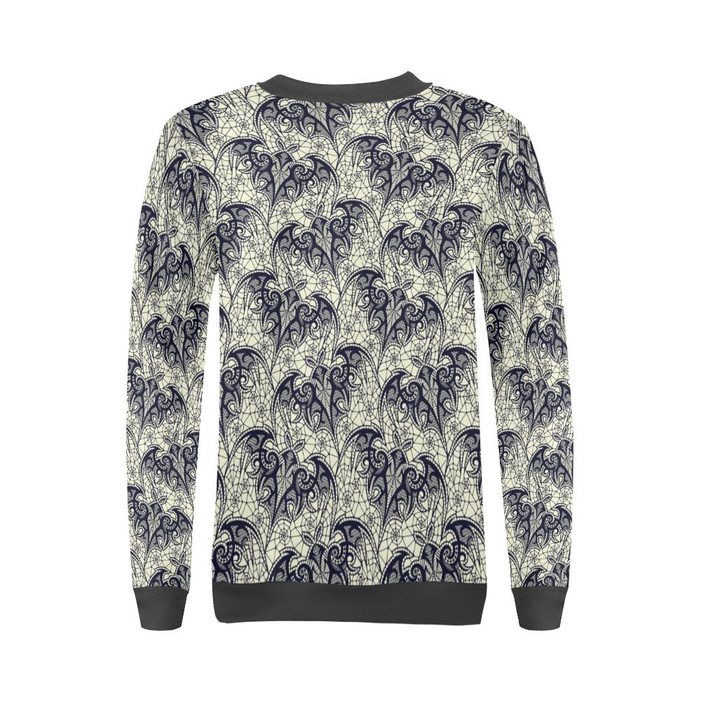 Cobweb Halloween Bat Pattern Print Women's Sweatshirt-grizzshop