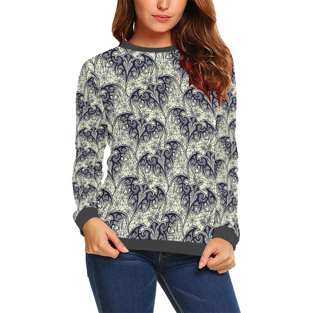 Cobweb Halloween Bat Pattern Print Women's Sweatshirt-grizzshop