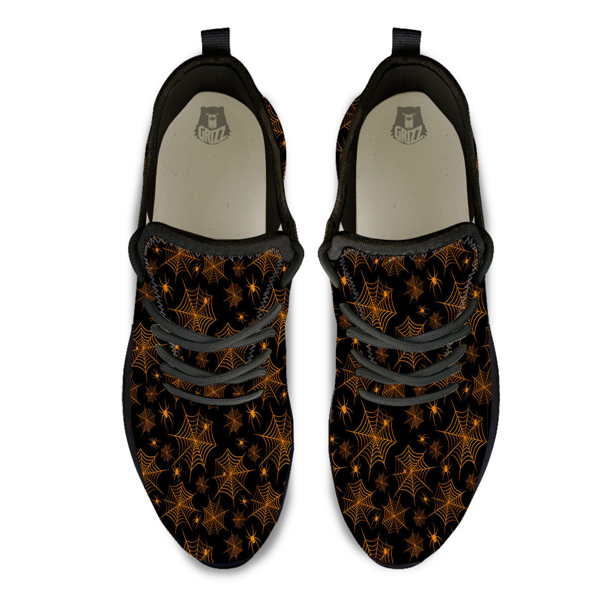 Cobweb Halloween Print Pattern Black Athletic Shoes-grizzshop