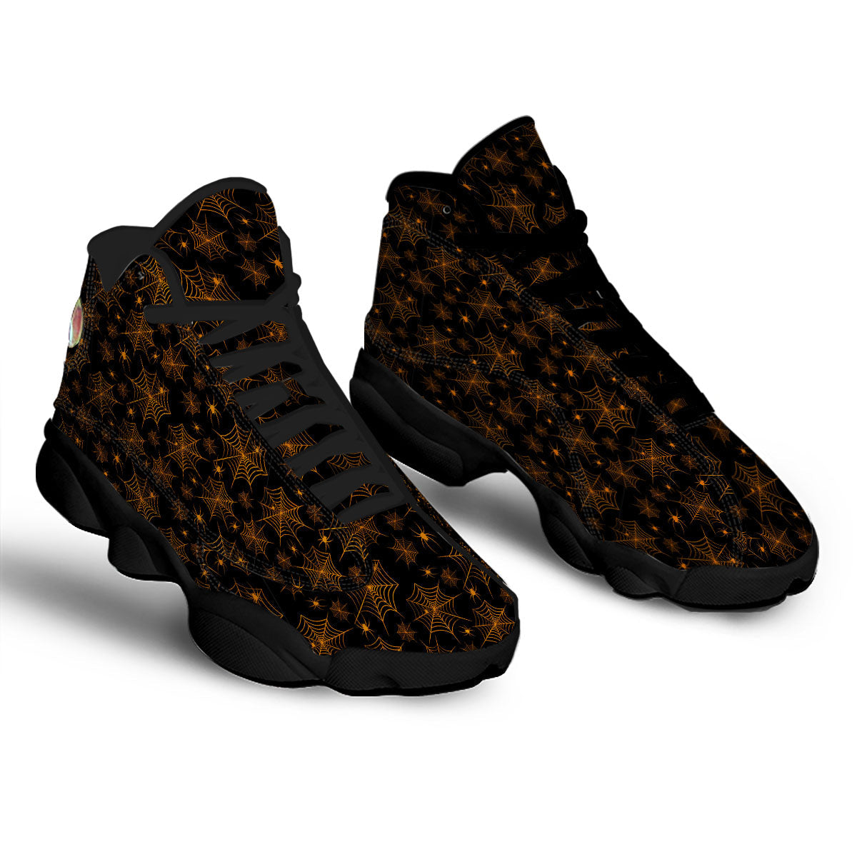 Cobweb Halloween Print Pattern Black Basketball Shoes-grizzshop