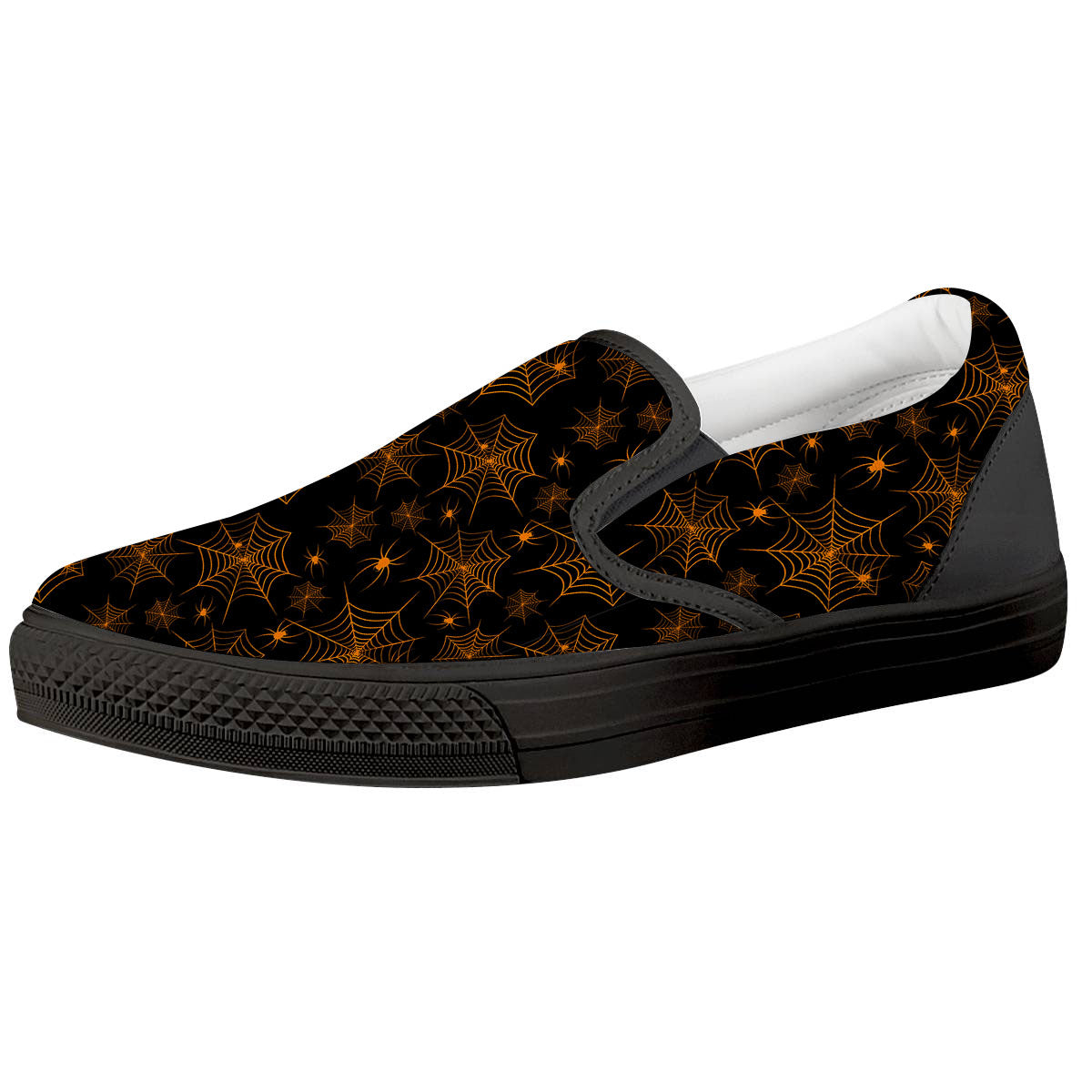 Cobweb Halloween Print Pattern Black Slip On Shoes-grizzshop