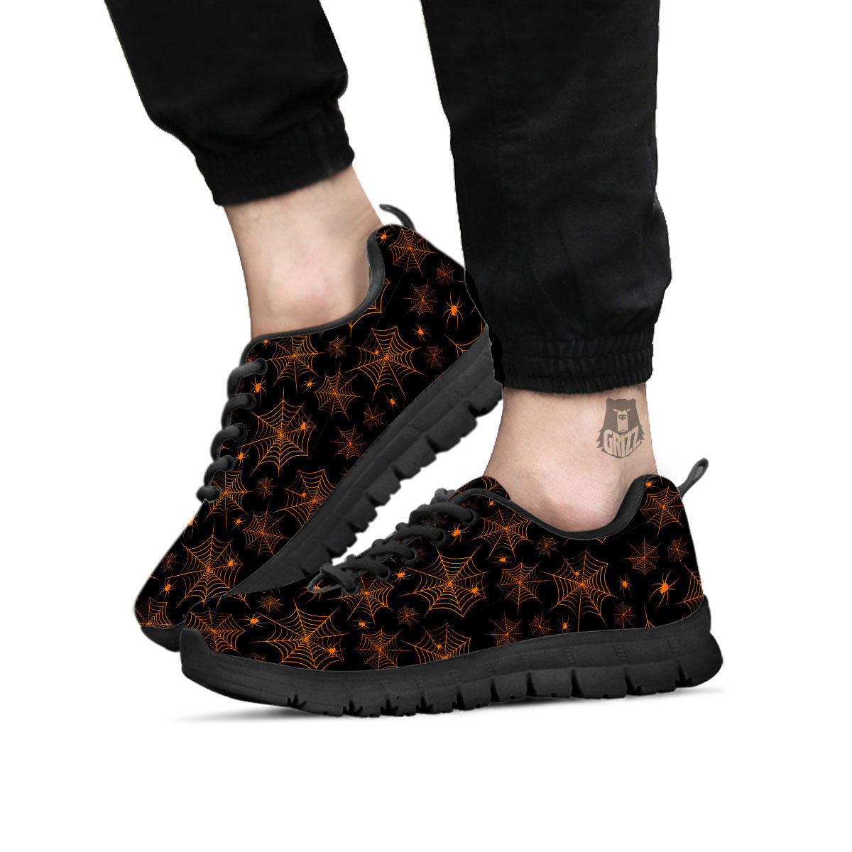Cobweb Halloween Print Pattern Black Sneaker-grizzshop