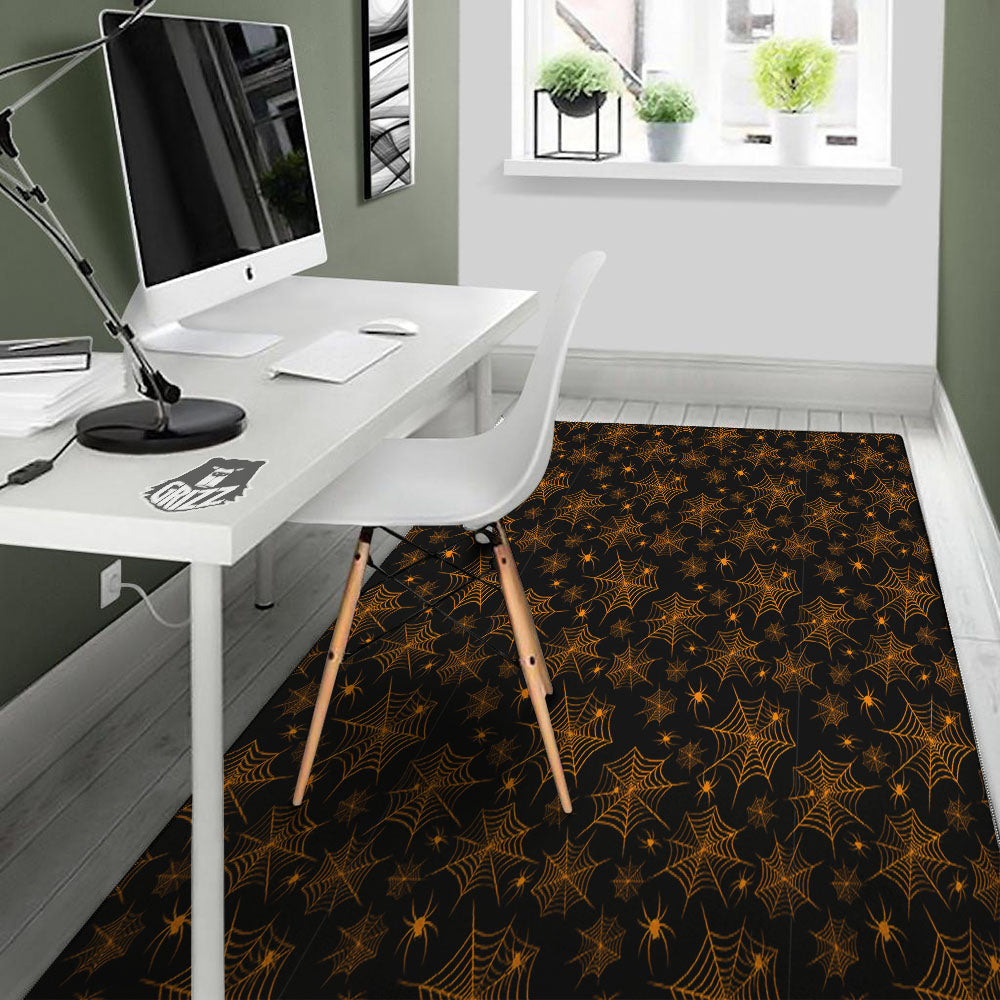 Cobweb Halloween Print Pattern Floor Mat-grizzshop