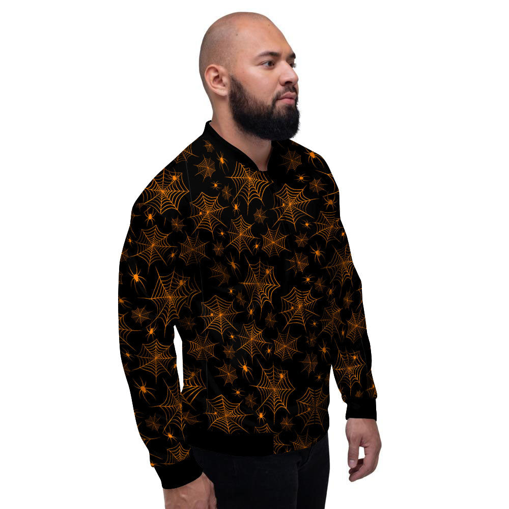 Cobweb Halloween Print Pattern Men's Bomber Jacket-grizzshop