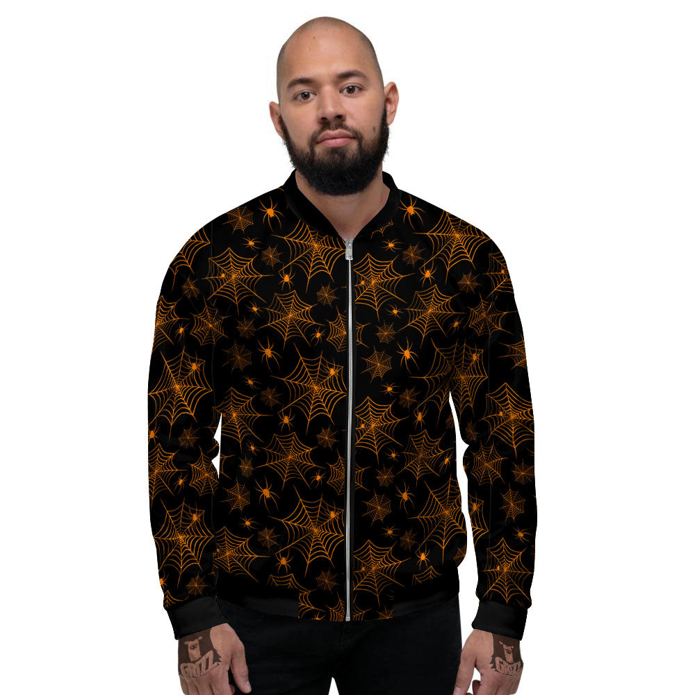 Cobweb Halloween Print Pattern Men's Bomber Jacket-grizzshop
