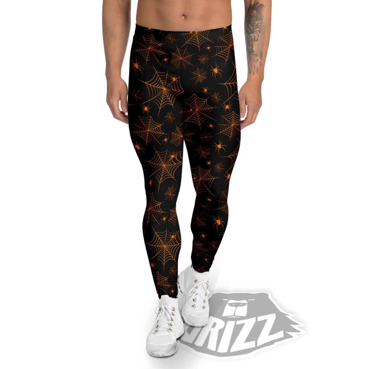 Cobweb Halloween Print Pattern Men's Leggings-grizzshop