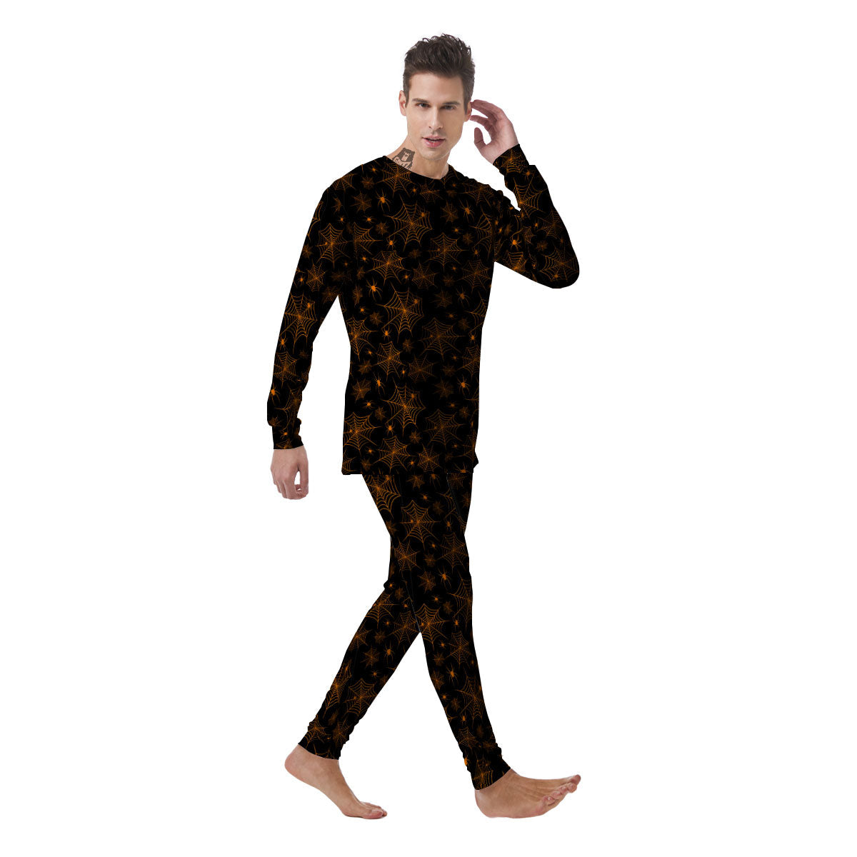 Cobweb Halloween Print Pattern Men's Pajamas-grizzshop