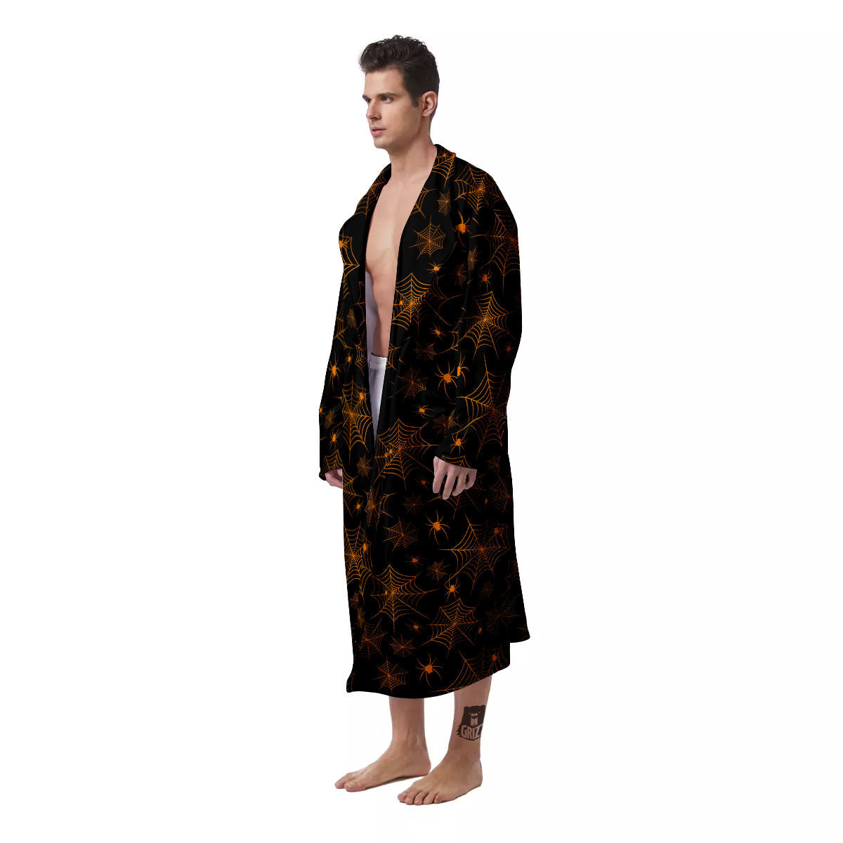 Cobweb Halloween Print Pattern Men's Robe-grizzshop